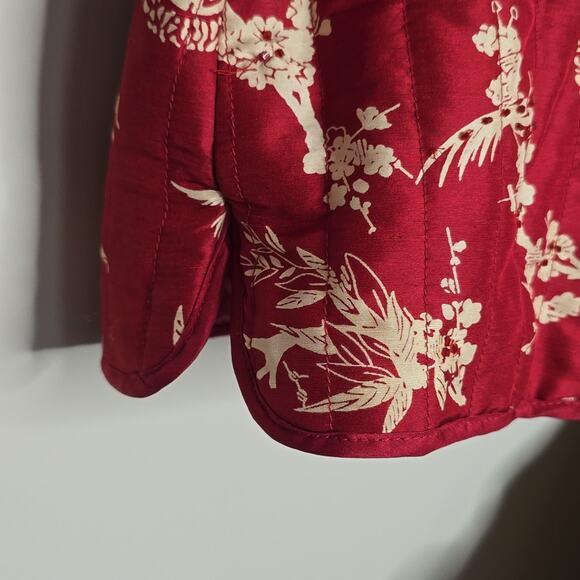 Carole Little 100% Silk Quilted Jacket Blazer Large Red Classic Career - Picture 4 of 8